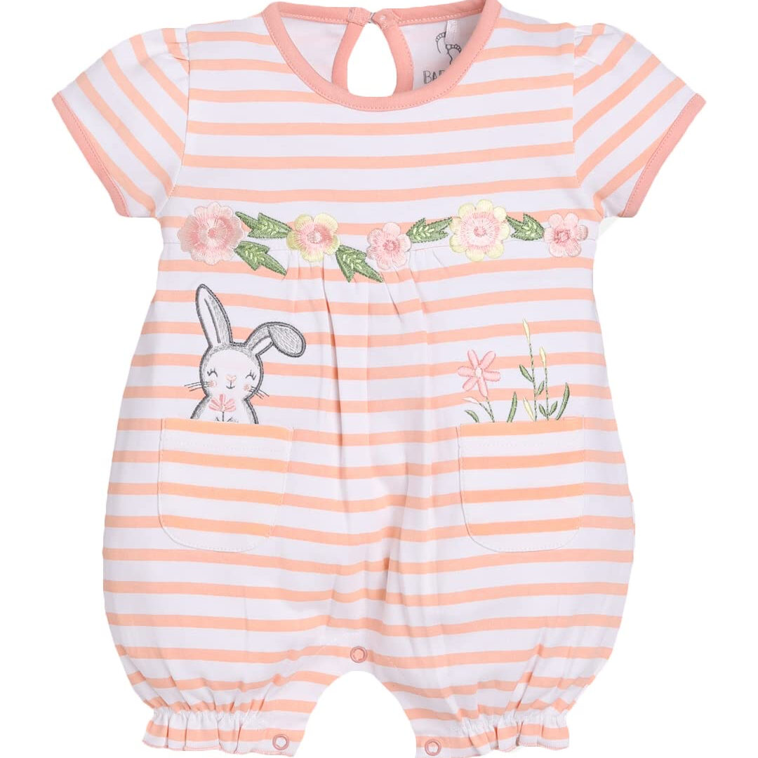 BABY GO Baby Girls Cotton Romper | Short Sleeve Newborn Onesie Jumpsuit | Soft Breathable Infant Summer Outfit | Cute Printed - Image 5